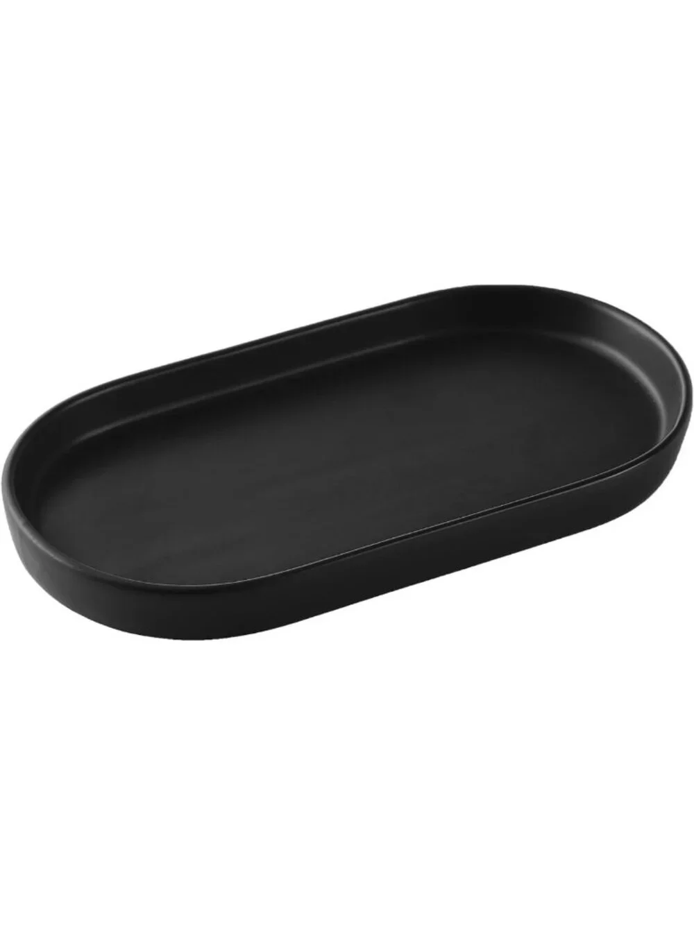 Matte Black Ceramic Vanity Tray - 8'' Round Soap Dispenser, Jewelry & Cosmetic